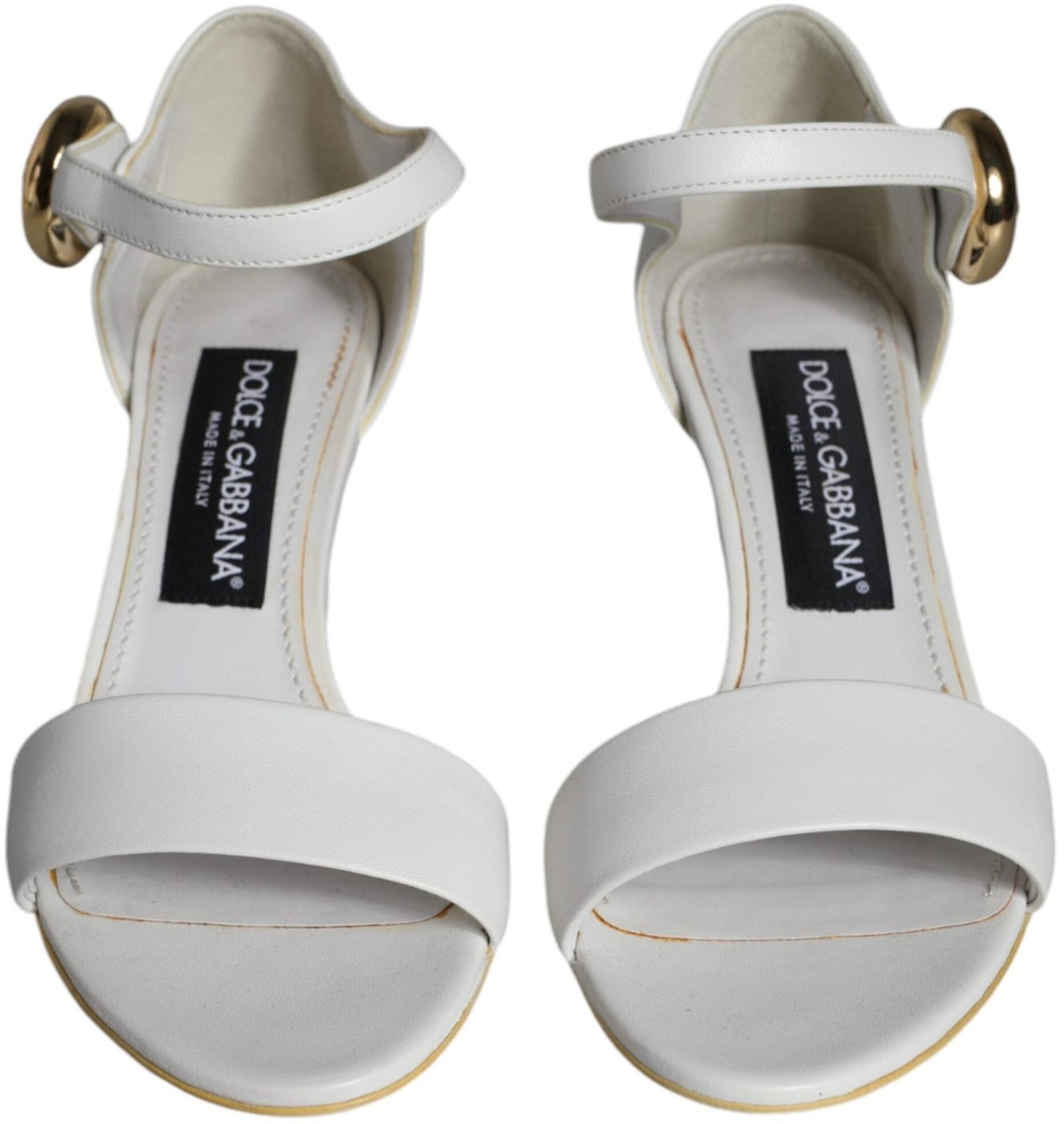 Dolce & Gabbana White Leather Heels Keira Sandals Shoes