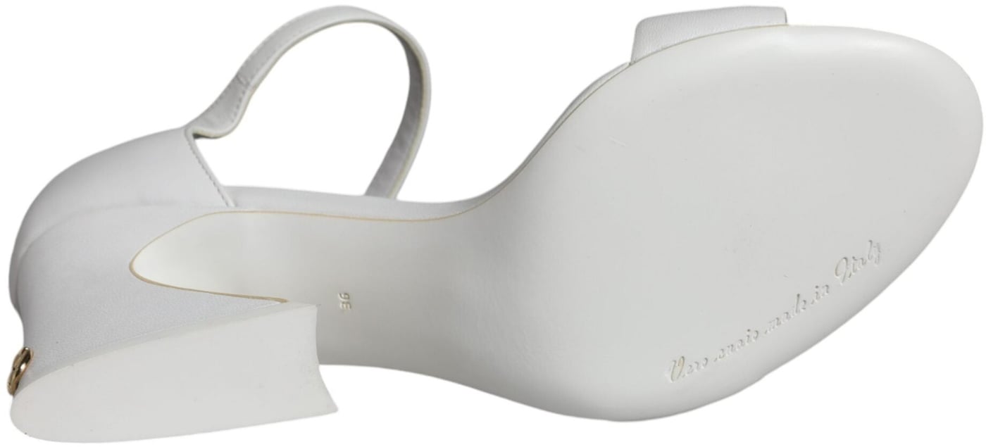 Dolce & Gabbana White Leather Heels Keira Sandals Shoes