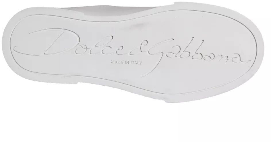 Dolce & Gabbana White Patch Calfskin Nappa Portofino Sneakers Shoes