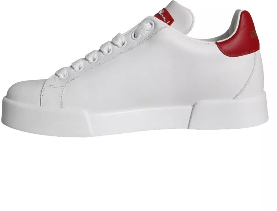 Dolce & Gabbana White Patch Calfskin Nappa Portofino Sneakers Shoes