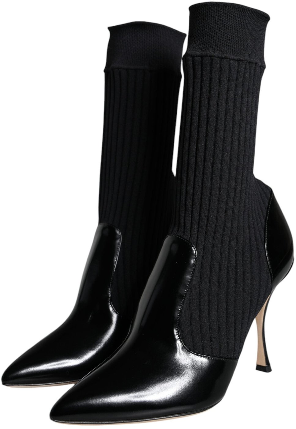 Dolce & Gabbana Black Stretch Stilettos Booties Socks Shoes