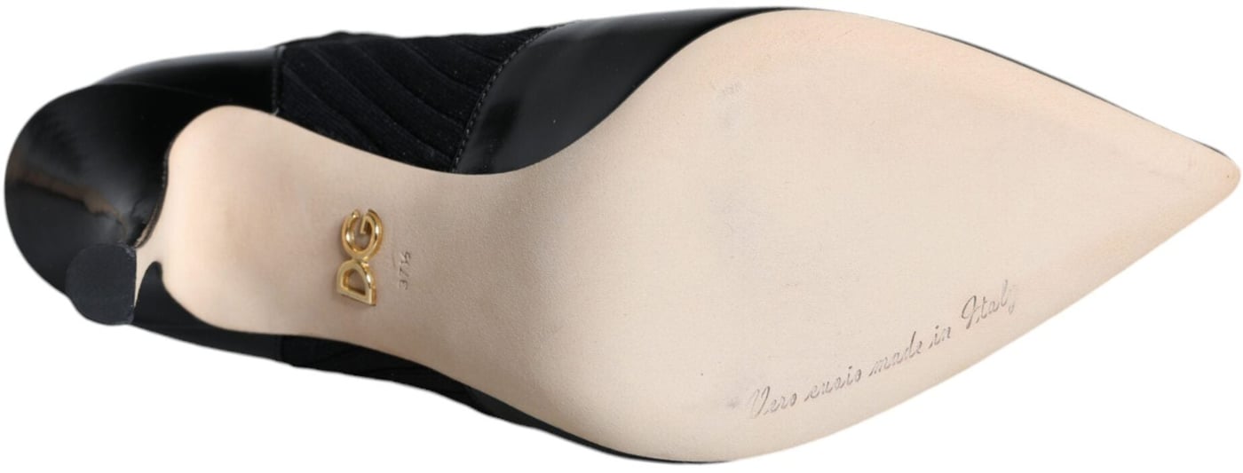 Dolce & Gabbana Black Stretch Stilettos Booties Socks Shoes