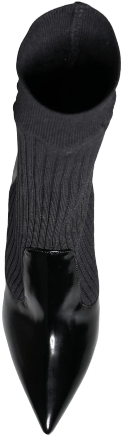 Dolce & Gabbana Black Stretch Stilettos Booties Socks Shoes