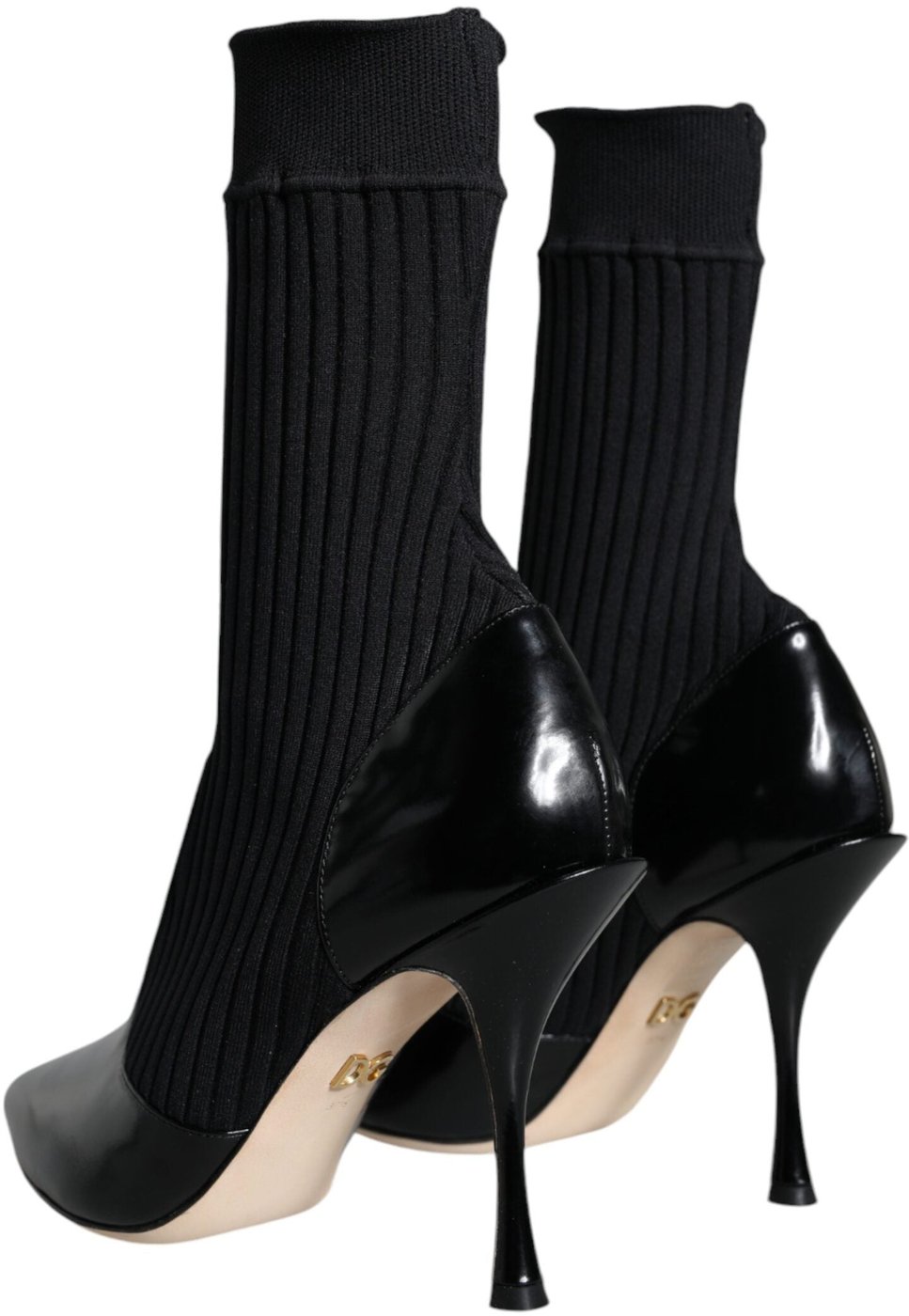 Dolce & Gabbana Black Stretch Stilettos Booties Socks Shoes
