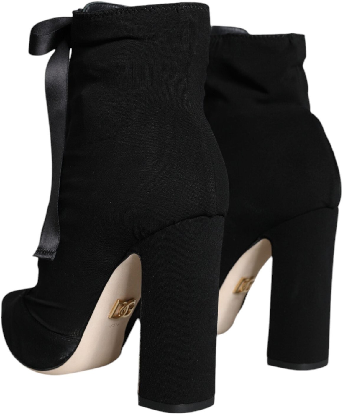 Dolce & Gabbana Black Jersey Stretch Ankle Booties Shoes