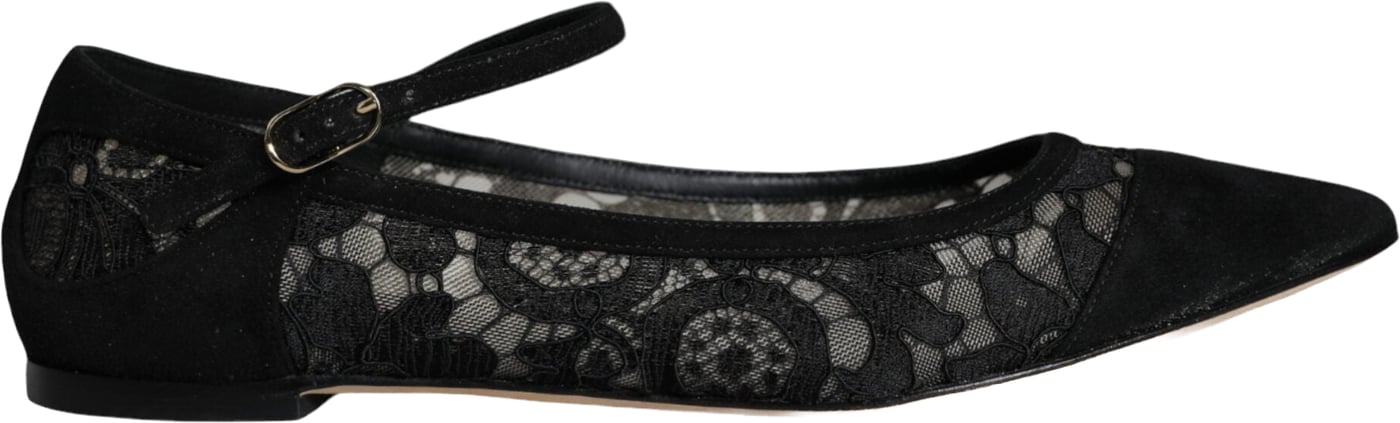 Dolce & Gabbana Black Taormina Lace Bellucci Flats Shoes
