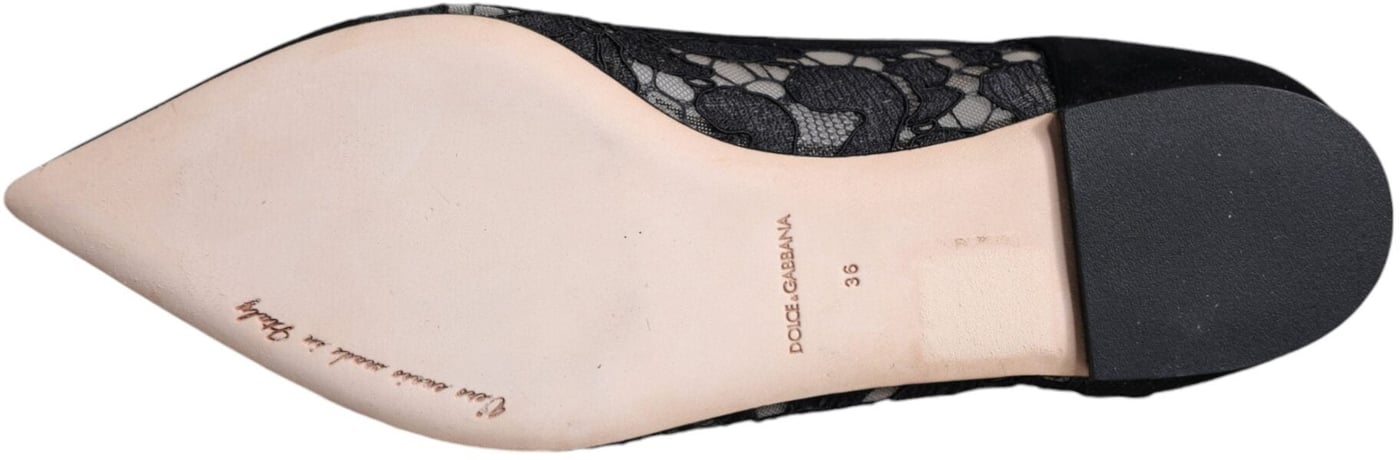 Dolce & Gabbana Black Taormina Lace Bellucci Flats Shoes