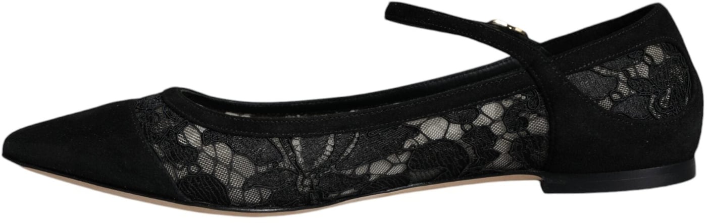 Dolce & Gabbana Black Taormina Lace Bellucci Flats Shoes