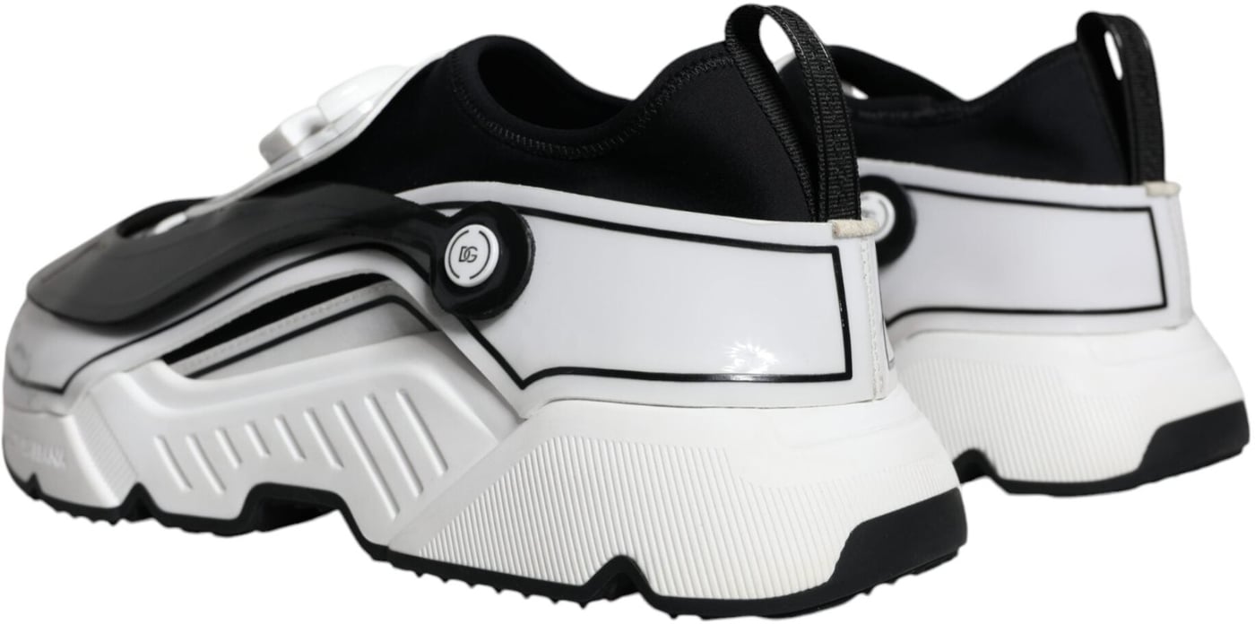 Dolce & Gabbana White Black Logo Plaque Daymaster Sneakers Shoes