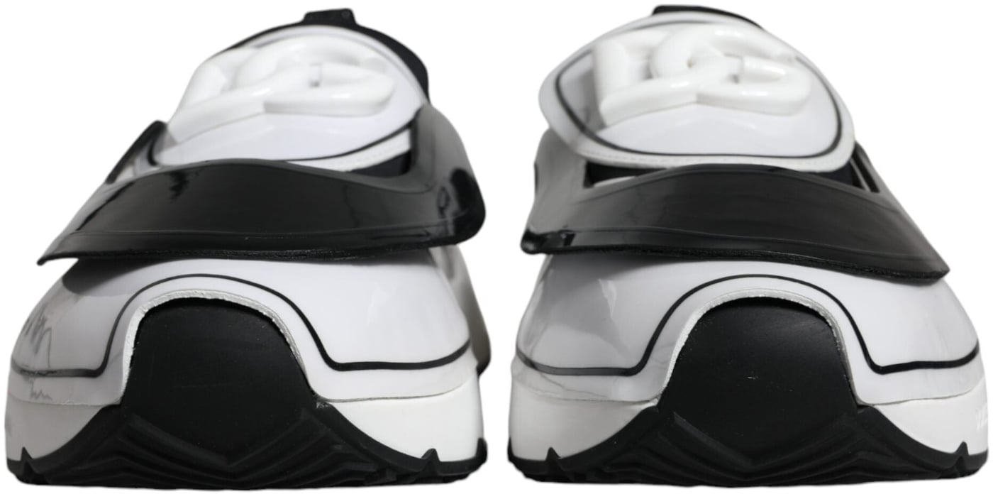 Dolce & Gabbana White Black Logo Plaque Daymaster Sneakers Shoes