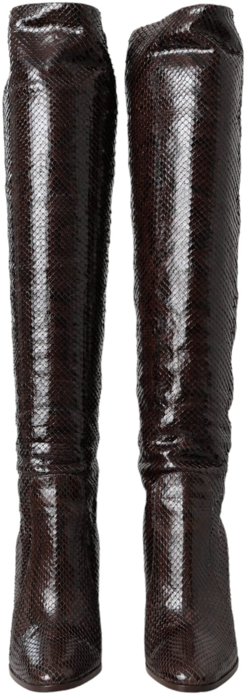 Dolce & Gabbana Brown Exotic Leather Heels High Boots Shoes