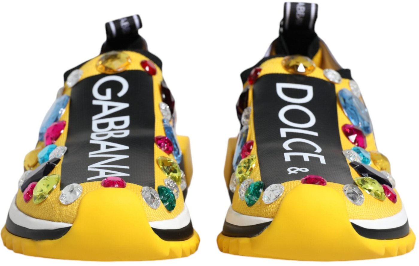 Dolce & Gabbana Yellow Sorrento Crystals Low Top Sneakers Shoes