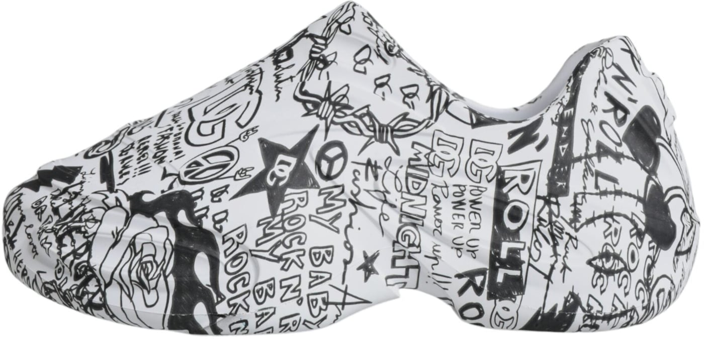 Dolce & Gabbana White Black Graffiti Daymaster Sneakers Shoes