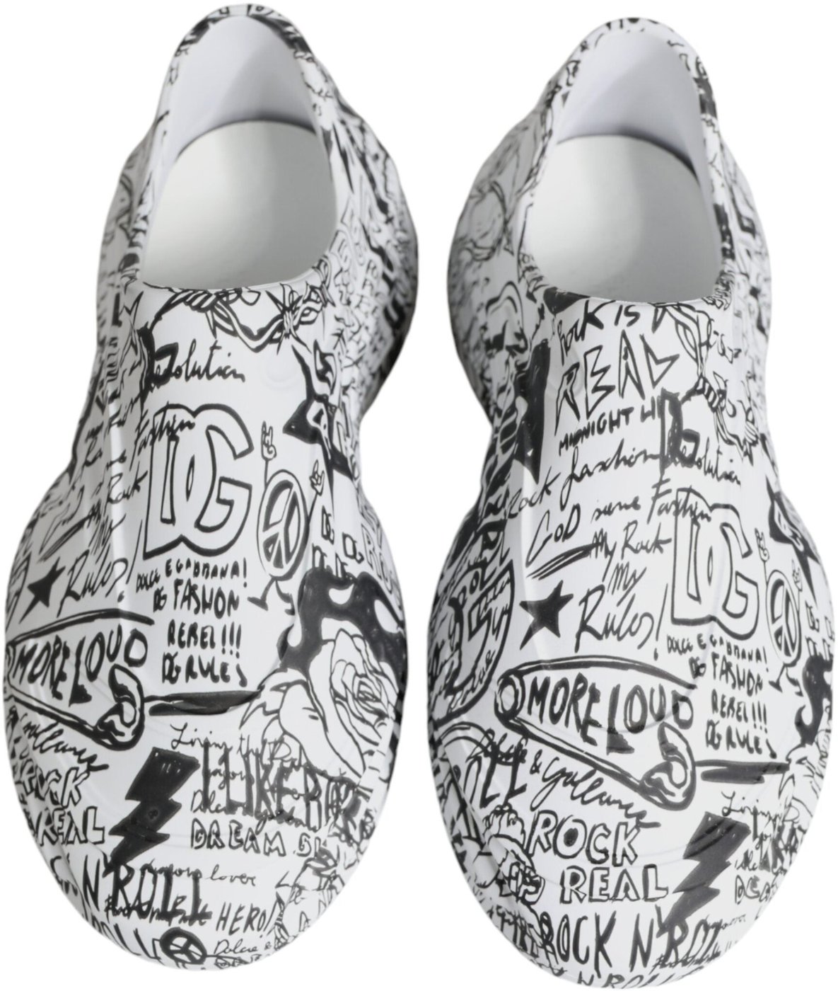 Dolce & Gabbana White Black Graffiti Daymaster Sneakers Shoes