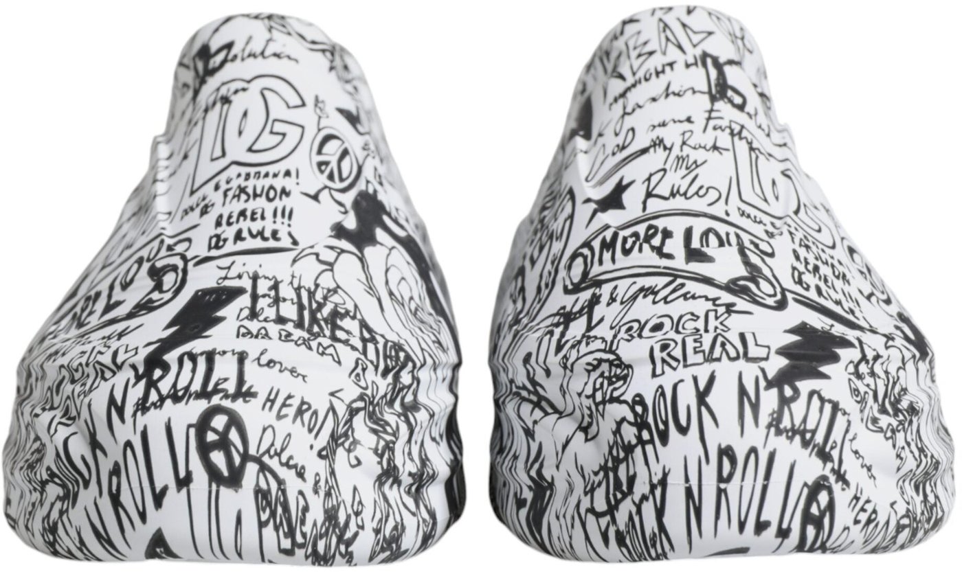 Dolce & Gabbana White Black Graffiti Daymaster Sneakers Shoes