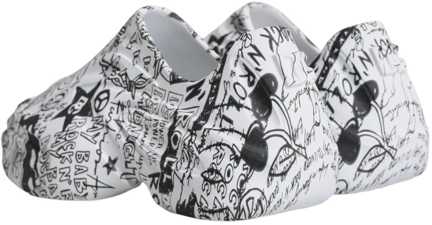 Dolce & Gabbana White Black Graffiti Daymaster Sneakers Shoes