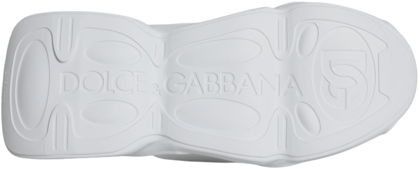 Dolce & Gabbana White Padded Fabric Low Top Sneakers Shoes