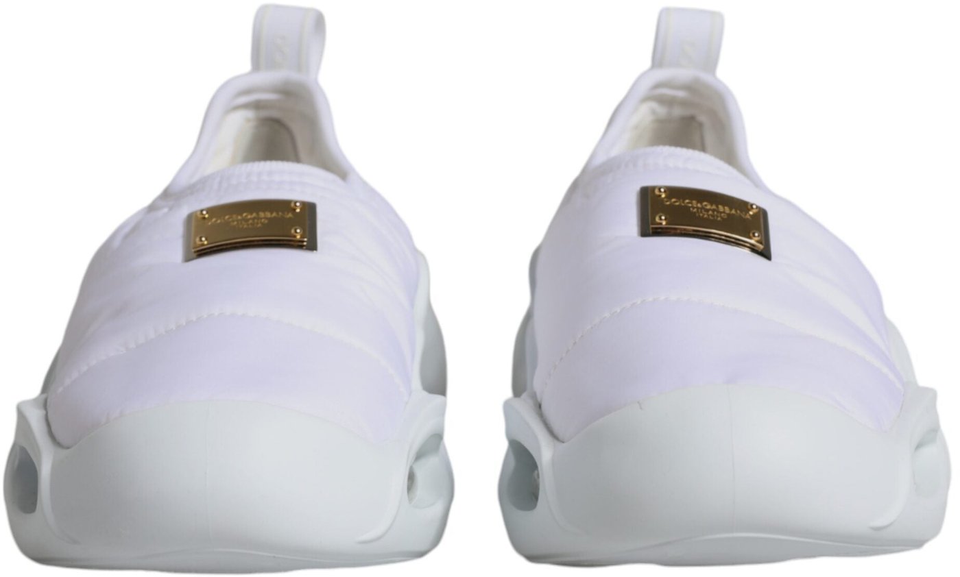 Dolce & Gabbana White Padded Fabric Low Top Sneakers Shoes