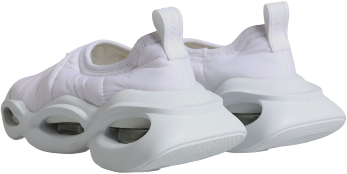 Dolce & Gabbana White Padded Fabric Low Top Sneakers Shoes