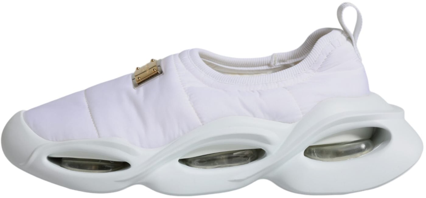 Dolce & Gabbana White Padded Fabric Low Top Sneakers Shoes