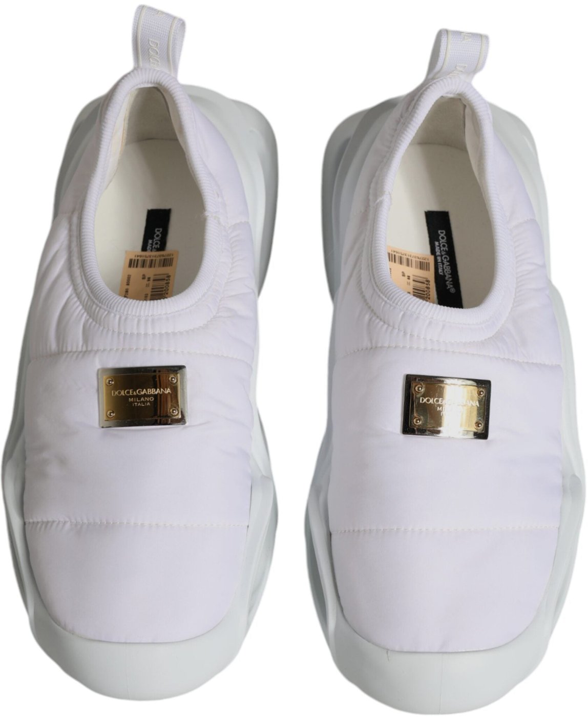 Dolce & Gabbana White Padded Fabric Low Top Sneakers Shoes