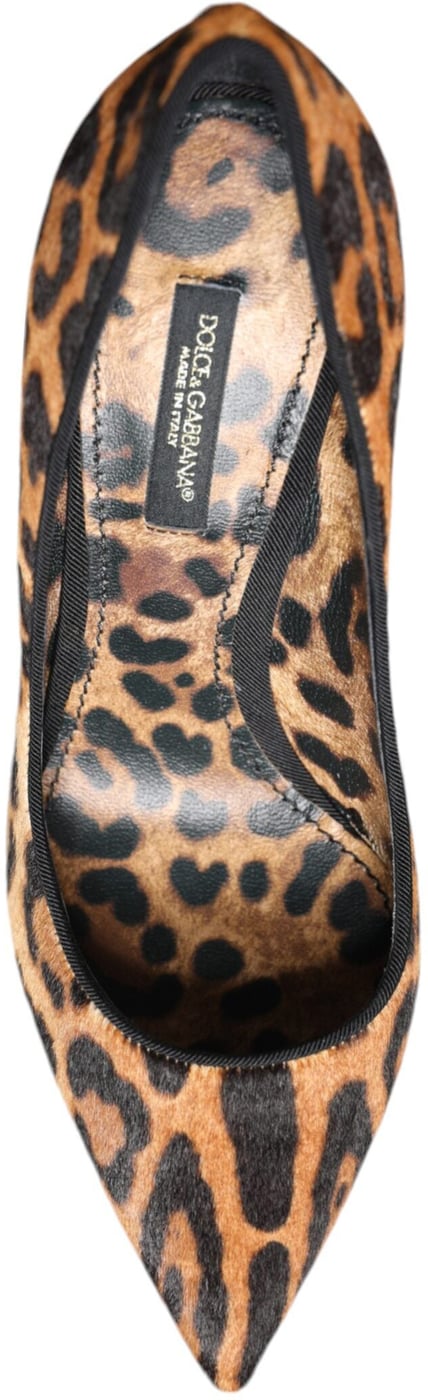 Dolce & Gabbana Brown Leopard Calf Hair Heels Pumps Shoes