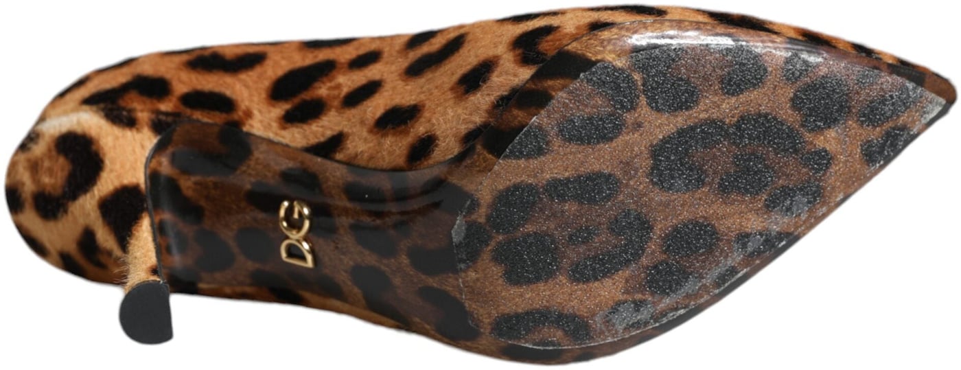 Dolce & Gabbana Brown Leopard Calf Hair Heels Pumps Shoes