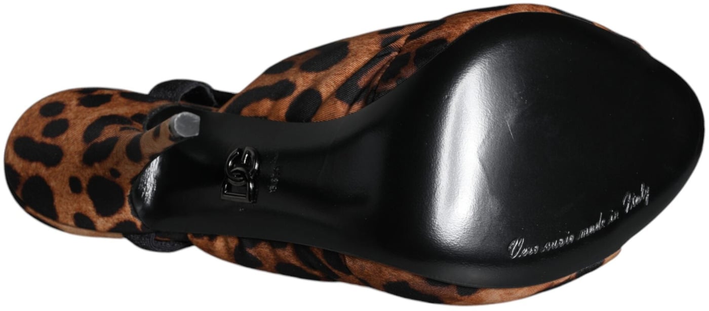 Dolce & Gabbana Brown Leopard Keira Slingback Sandals Shoes