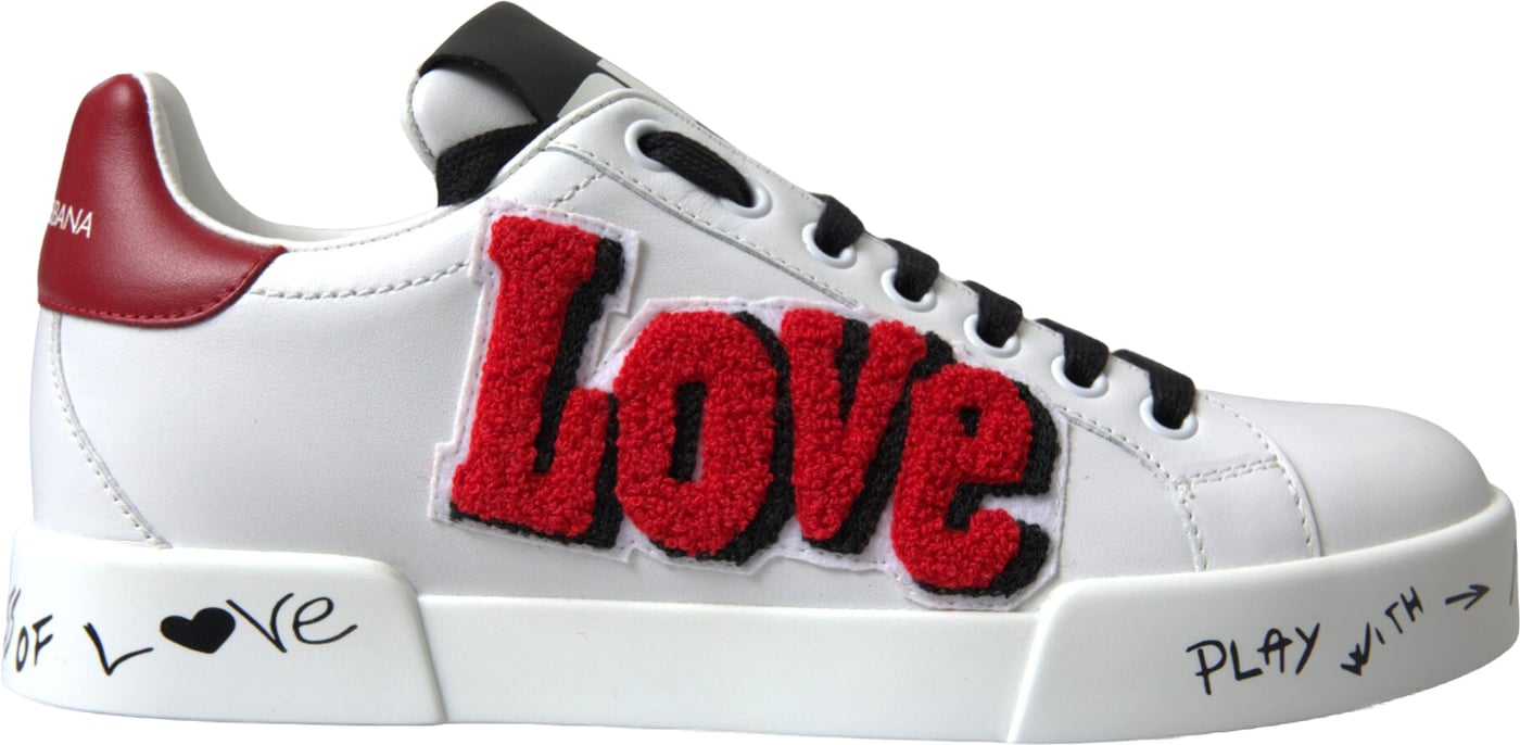 Dolce & Gabbana White Love Patch Portofino Classic Sneakers Shoes
