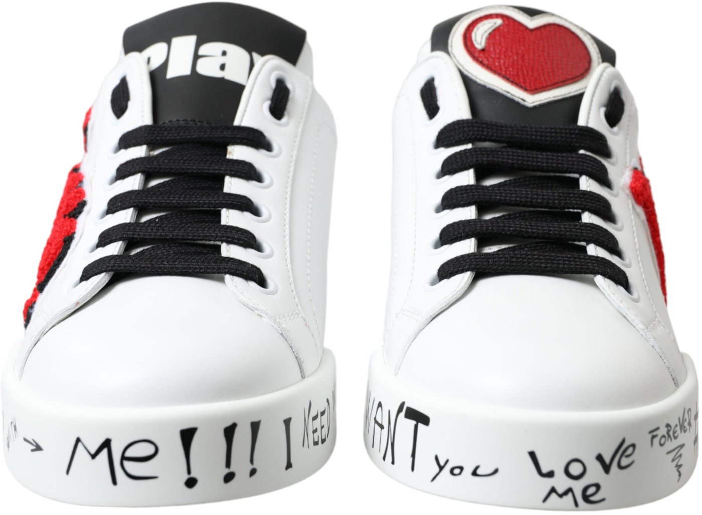 Dolce & Gabbana White Love Patch Portofino Classic Sneakers Shoes