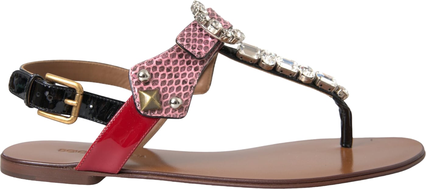 Dolce & Gabbana Multicolor Crystal Sandals Flip Flops Shoes
