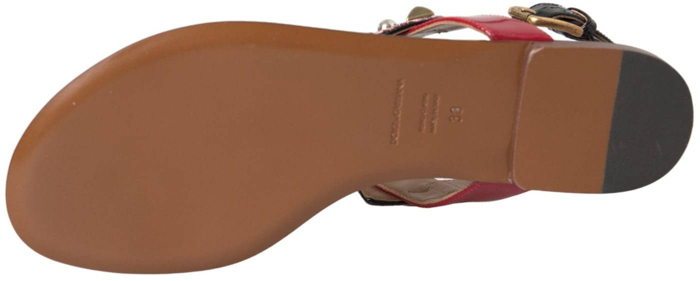 Dolce & Gabbana Multicolor Crystal Sandals Flip Flops Shoes