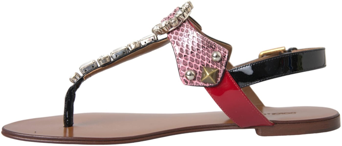 Dolce & Gabbana Multicolor Crystal Sandals Flip Flops Shoes
