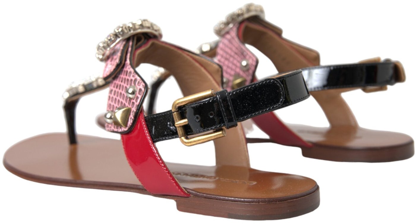 Dolce & Gabbana Multicolor Crystal Sandals Flip Flops Shoes