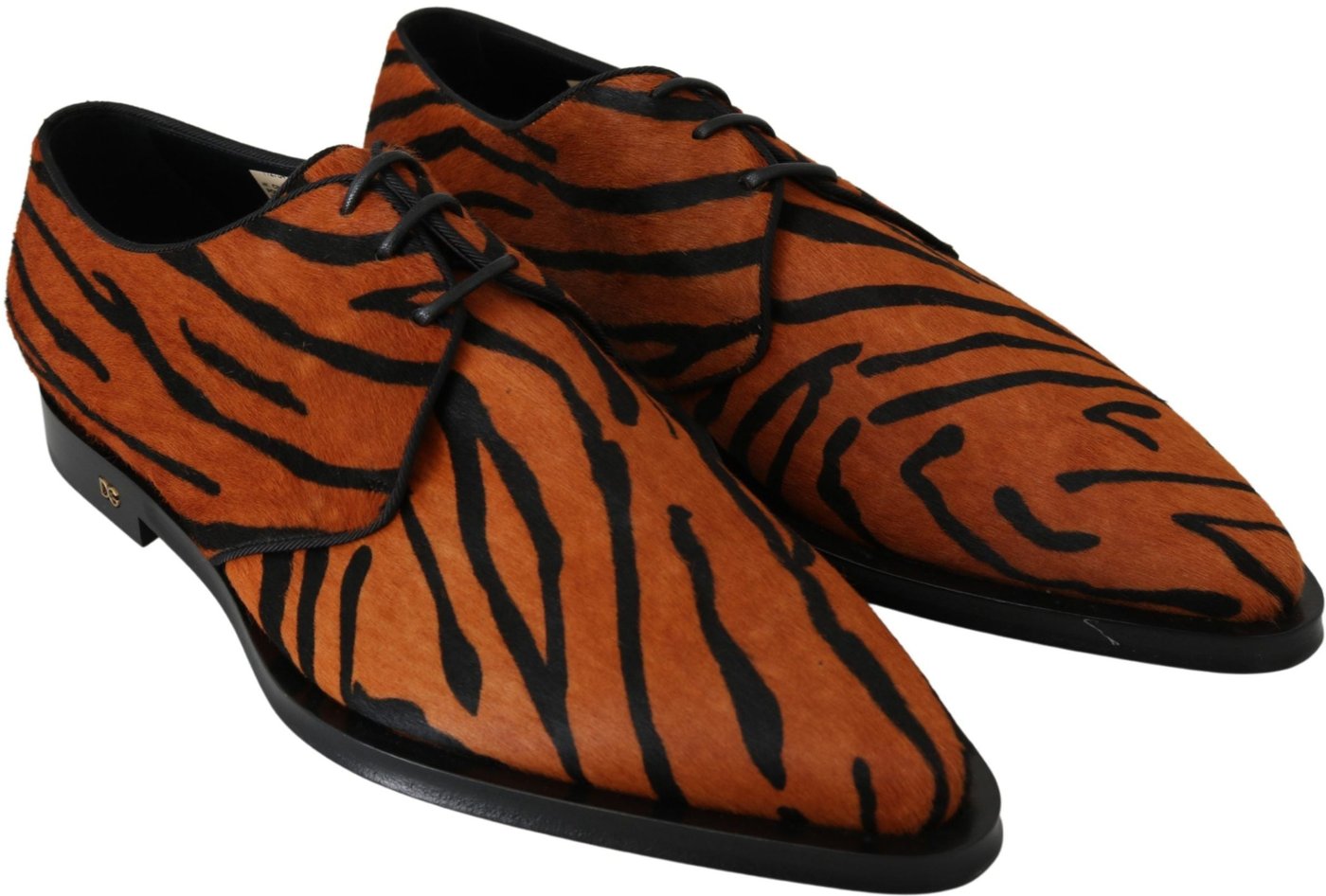 Dolce & Gabbana Orange Pony Hair Formal Dress Broque Shoes