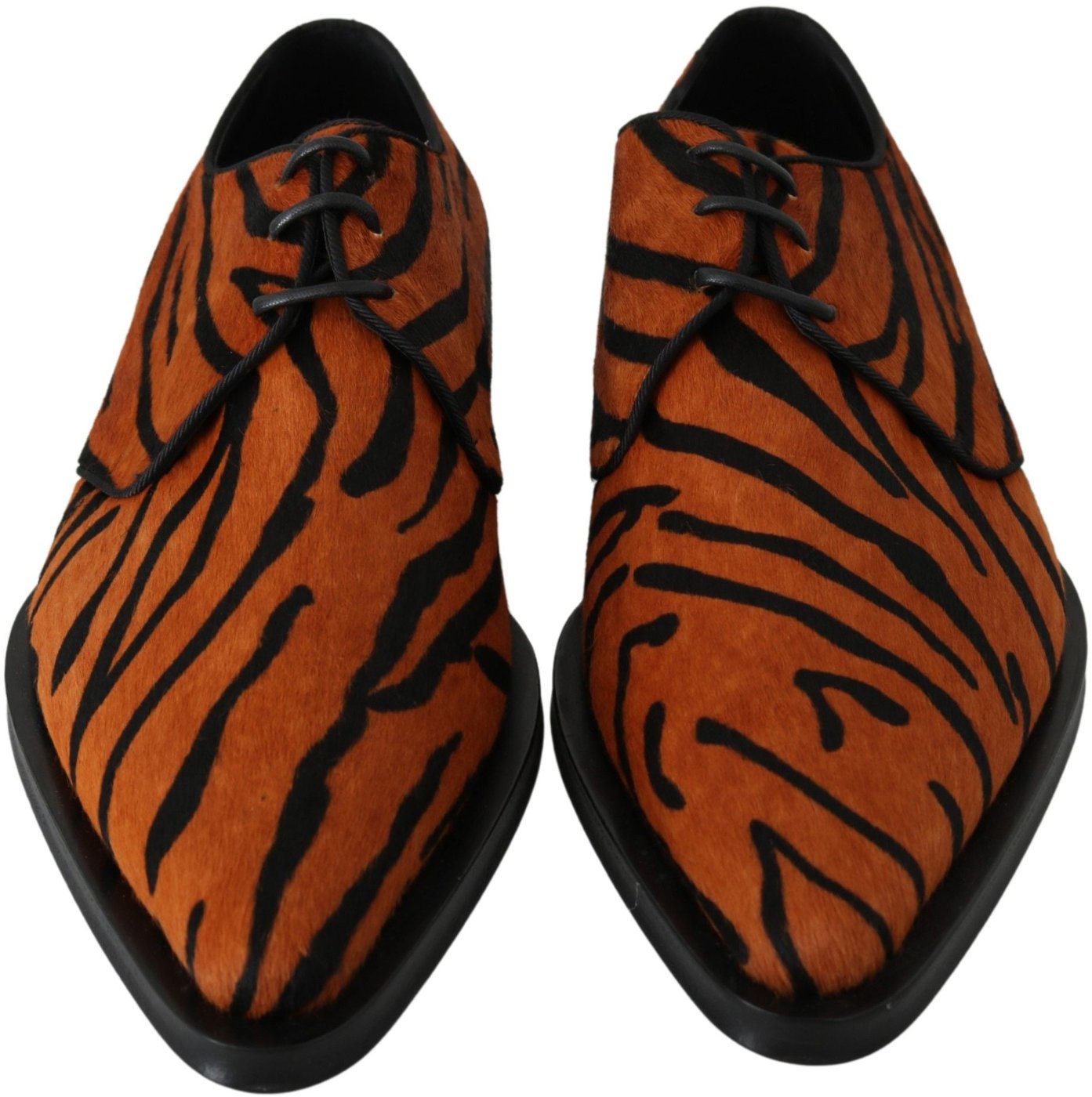 Dolce & Gabbana Orange Pony Hair Formal Dress Broque Shoes