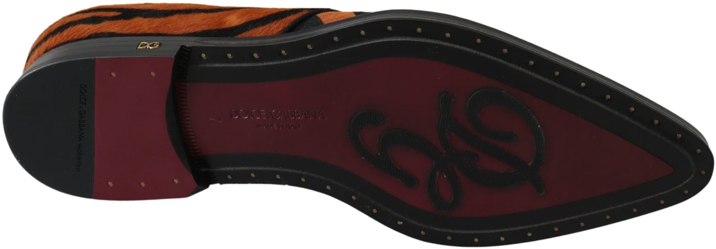 Dolce & Gabbana Orange Pony Hair Formal Dress Broque Shoes