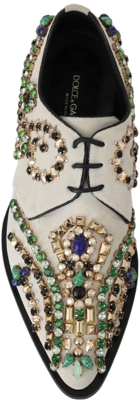 Dolce & Gabbana White Suede Crystal Dress Broque Shoes