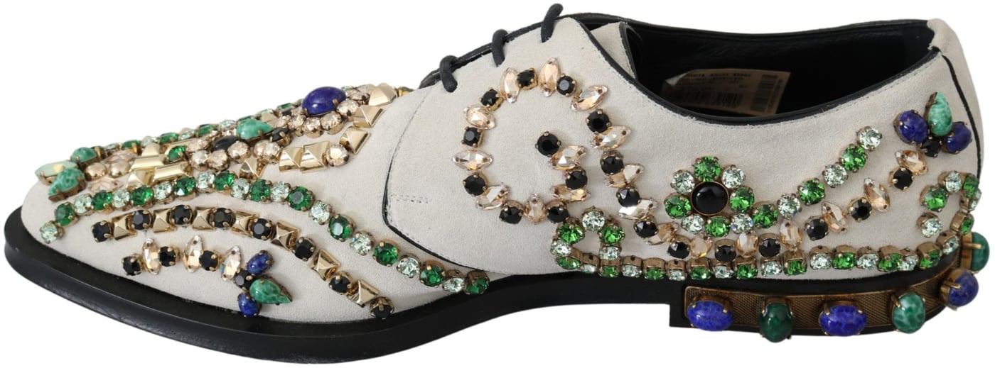 Dolce & Gabbana White Suede Crystal Dress Broque Shoes