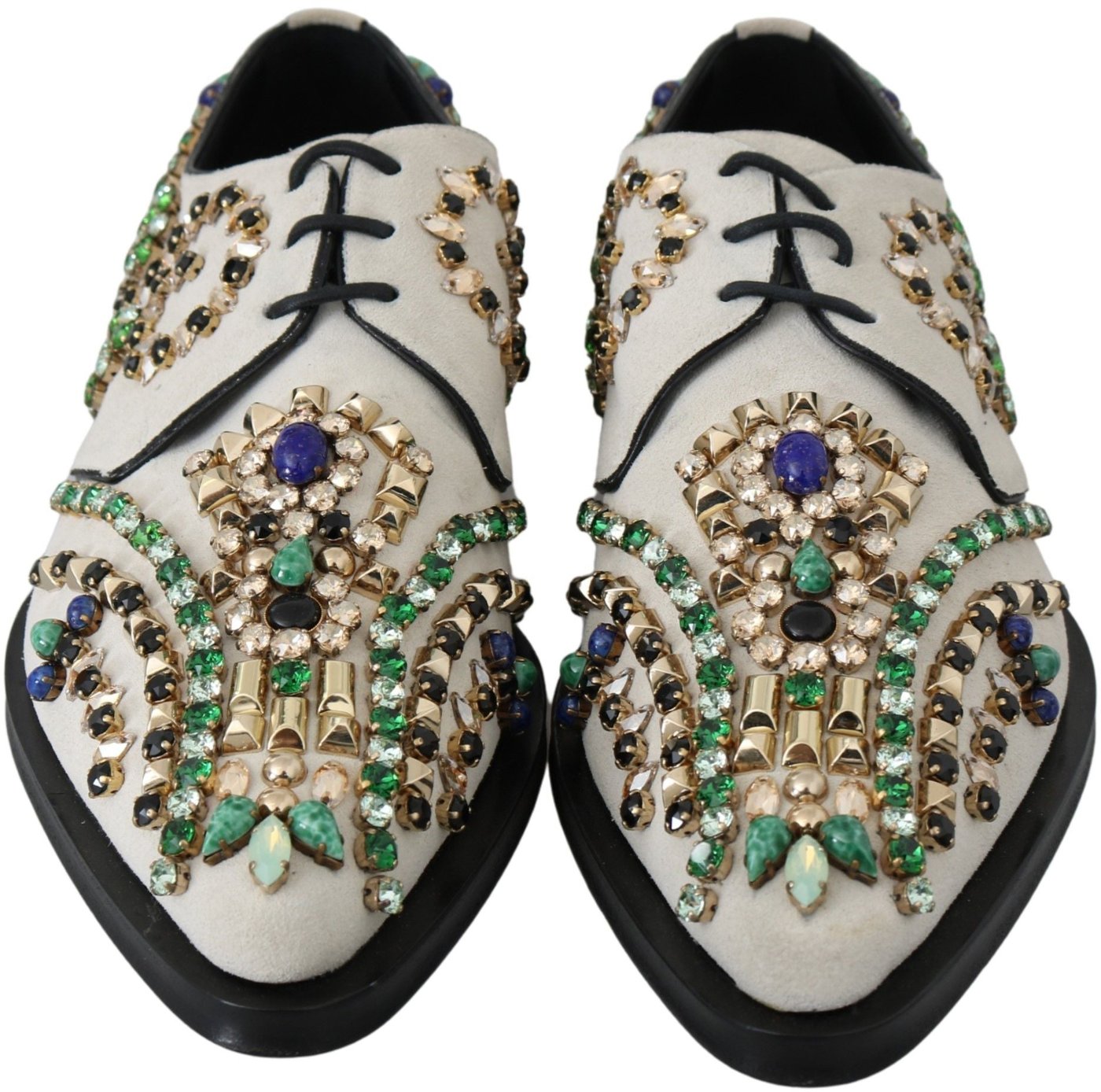 Dolce & Gabbana White Suede Crystal Dress Broque Shoes