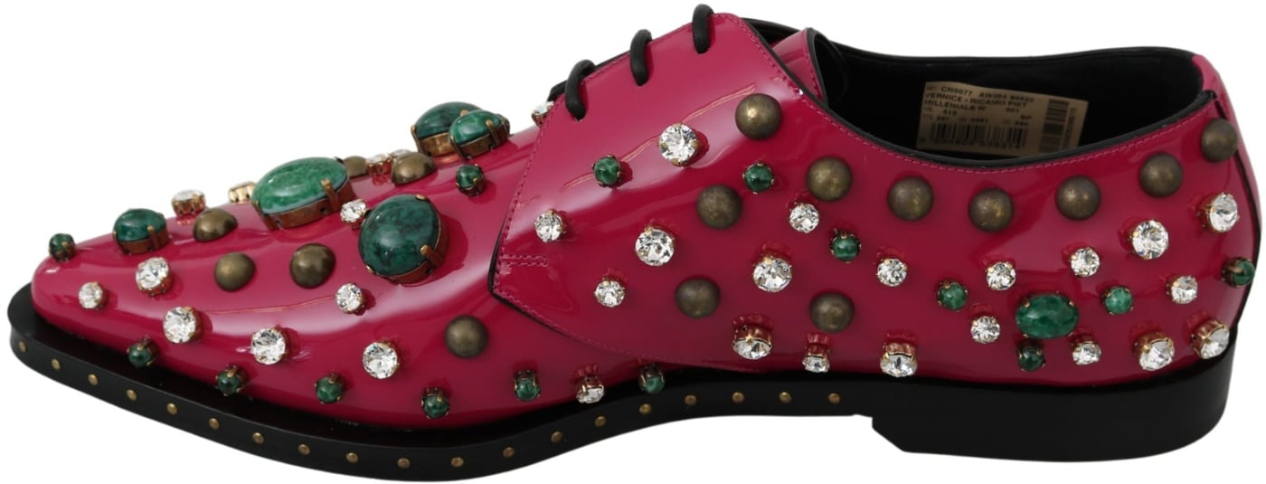 Dolce & Gabbana Pink Leather Crystals Dress Broque Shoes
