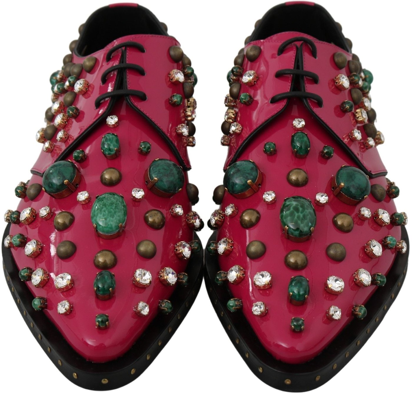 Dolce & Gabbana Pink Leather Crystals Dress Broque Shoes
