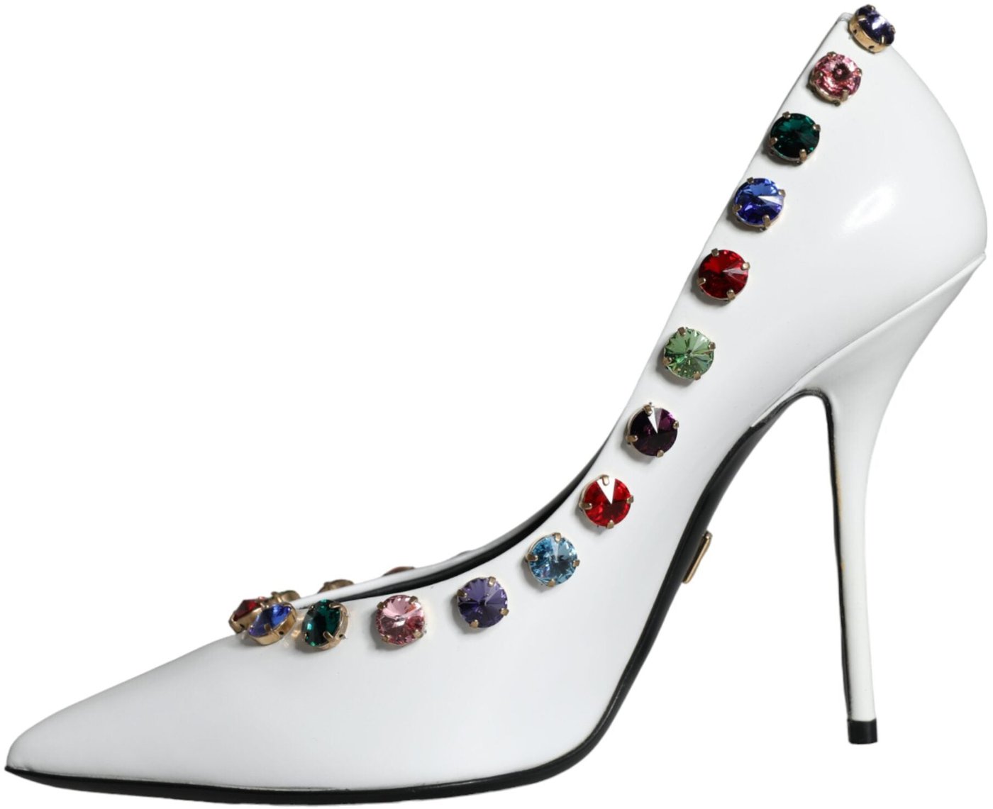 Dolce & Gabbana White Crystal Leather High Heels Pumps Shoes