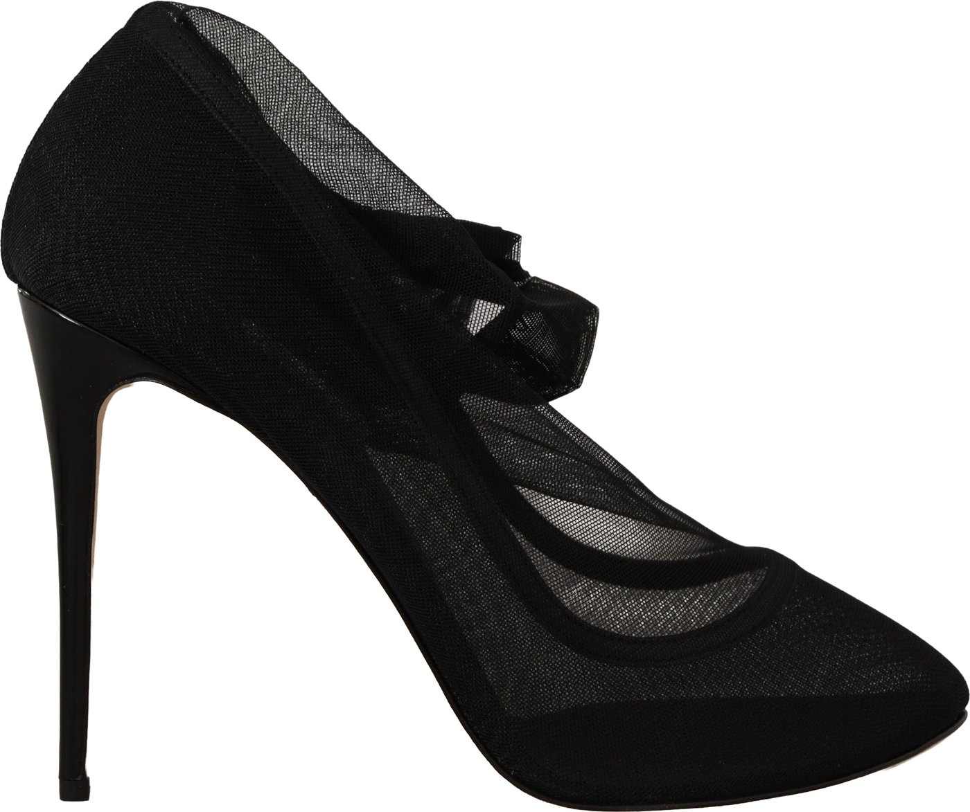 Dolce & Gabbana Black Stretch Tulle Stretch Boots Shoes