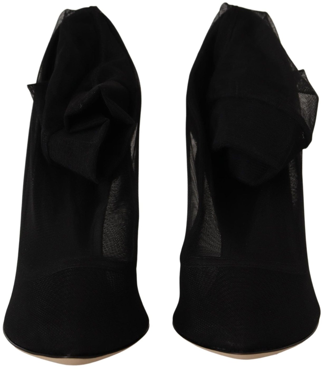 Dolce & Gabbana Black Stretch Tulle Stretch Boots Shoes
