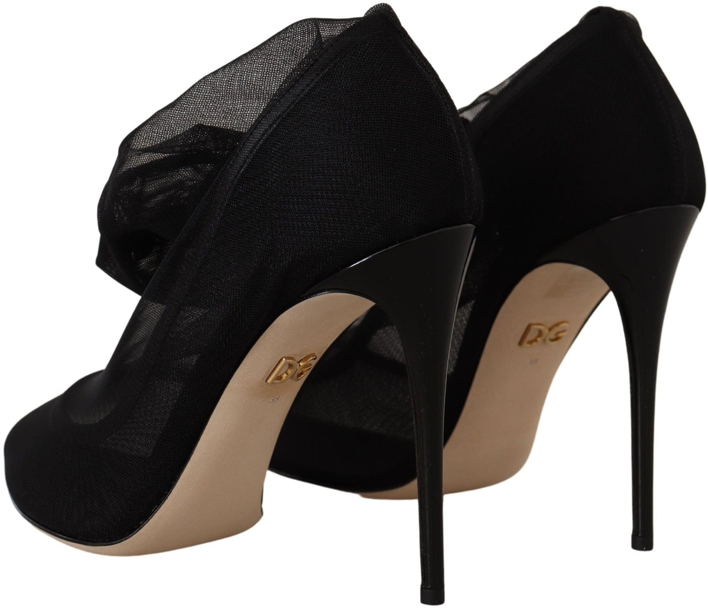 Dolce & Gabbana Black Stretch Tulle Stretch Boots Shoes