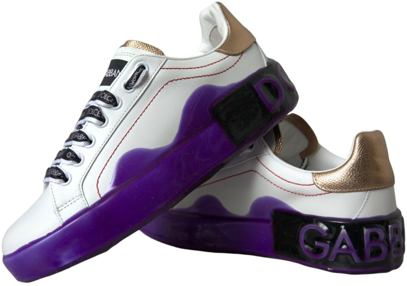 Dolce & Gabbana White Leather Portofino Low Top Sneakers Shoes