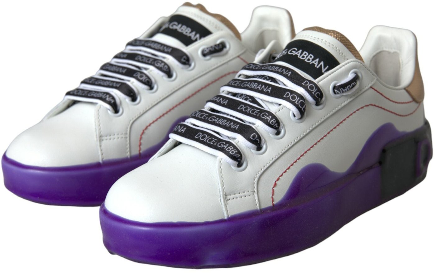 Dolce & Gabbana White Leather Portofino Low Top Sneakers Shoes