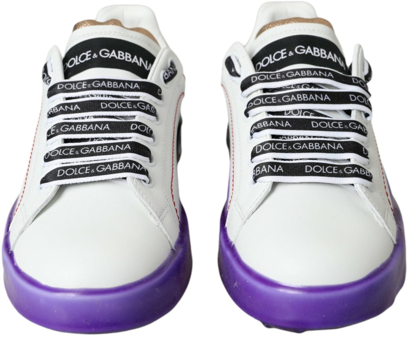 Dolce & Gabbana White Leather Portofino Low Top Sneakers Shoes