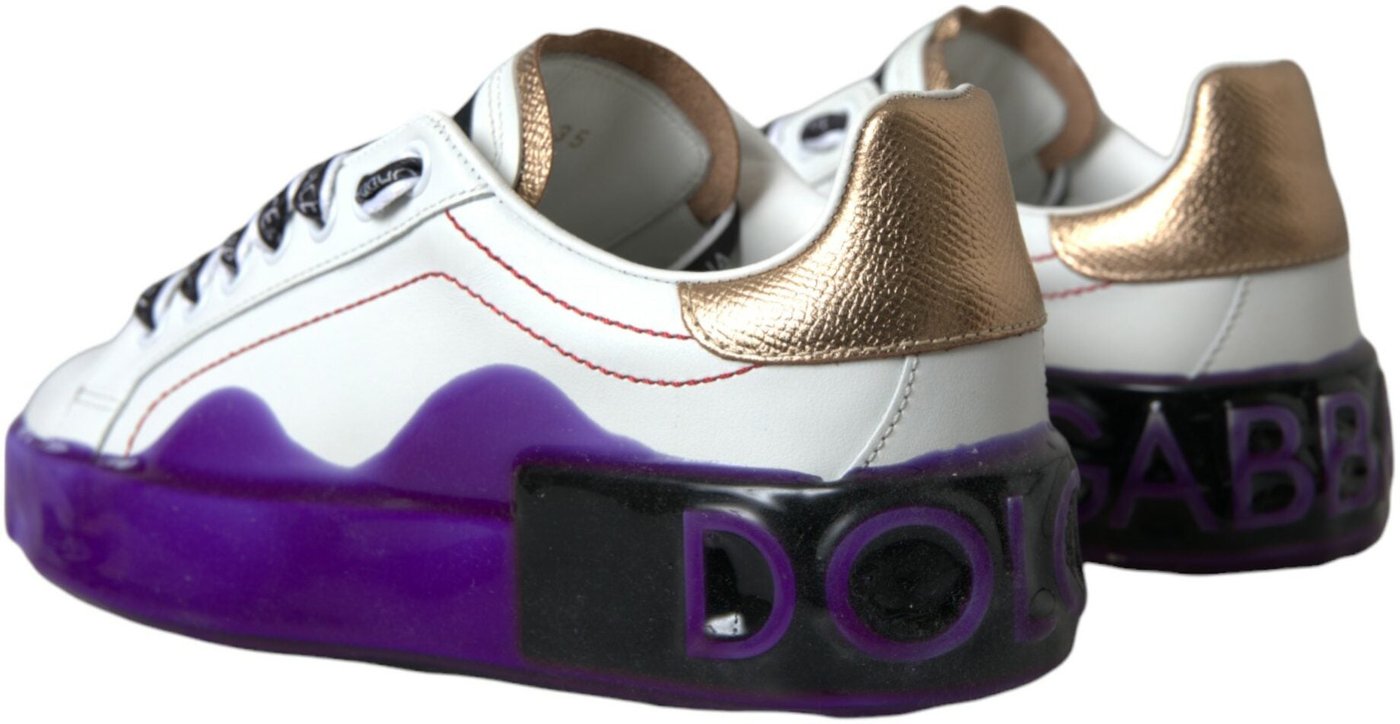 Dolce & Gabbana White Leather Portofino Low Top Sneakers Shoes